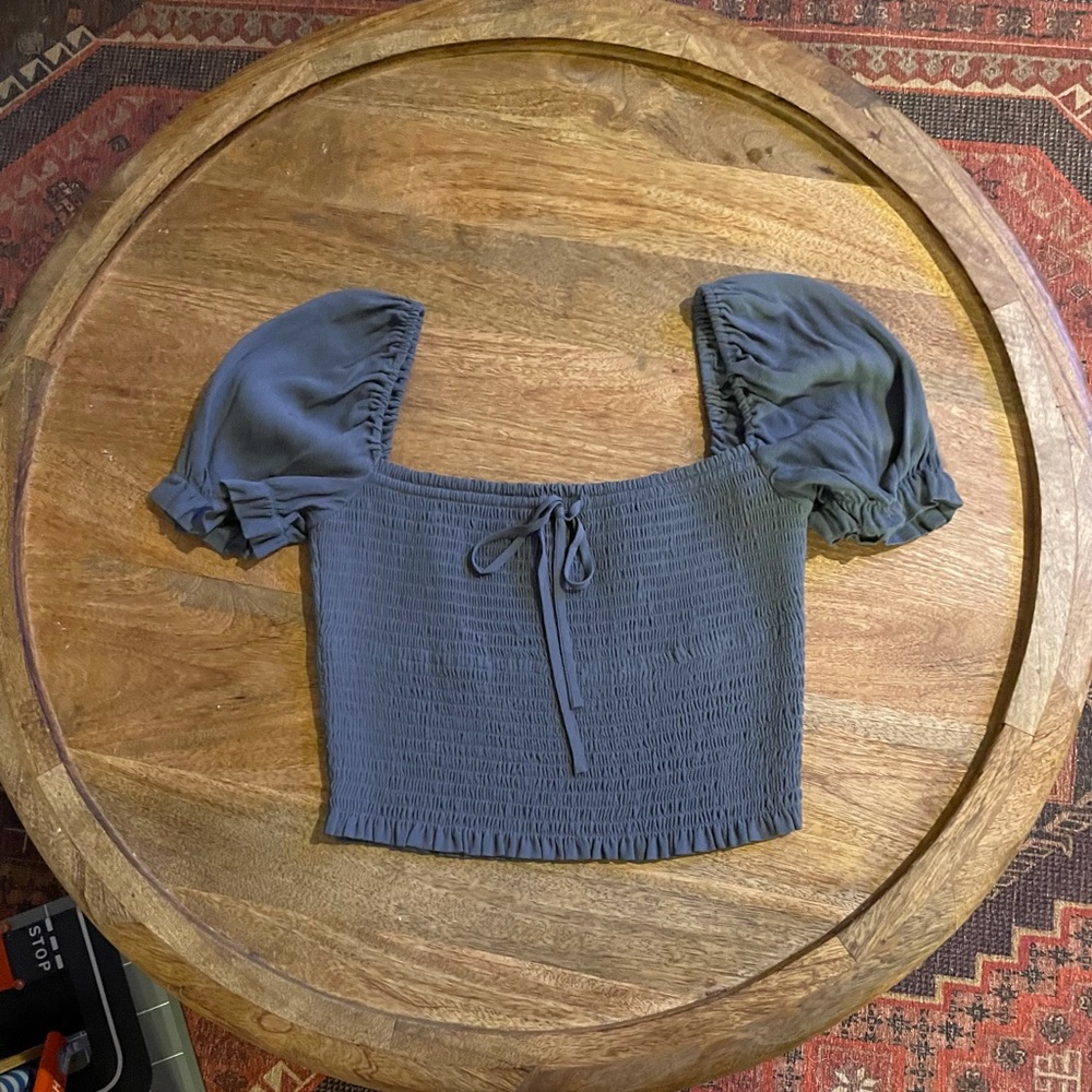 Aritzia Wilfred Smocked Puff Sleeve Blouse